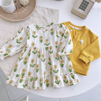 Load image into Gallery viewer, 2 Pieces Set Baby Kid Girls Flower Print Dresses And Solid Color Cardigan Wholesale 220922147
