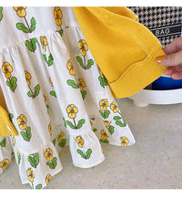 Load image into Gallery viewer, 2 Pieces Set Baby Kid Girls Flower Print Dresses And Solid Color Cardigan Wholesale 220922147
