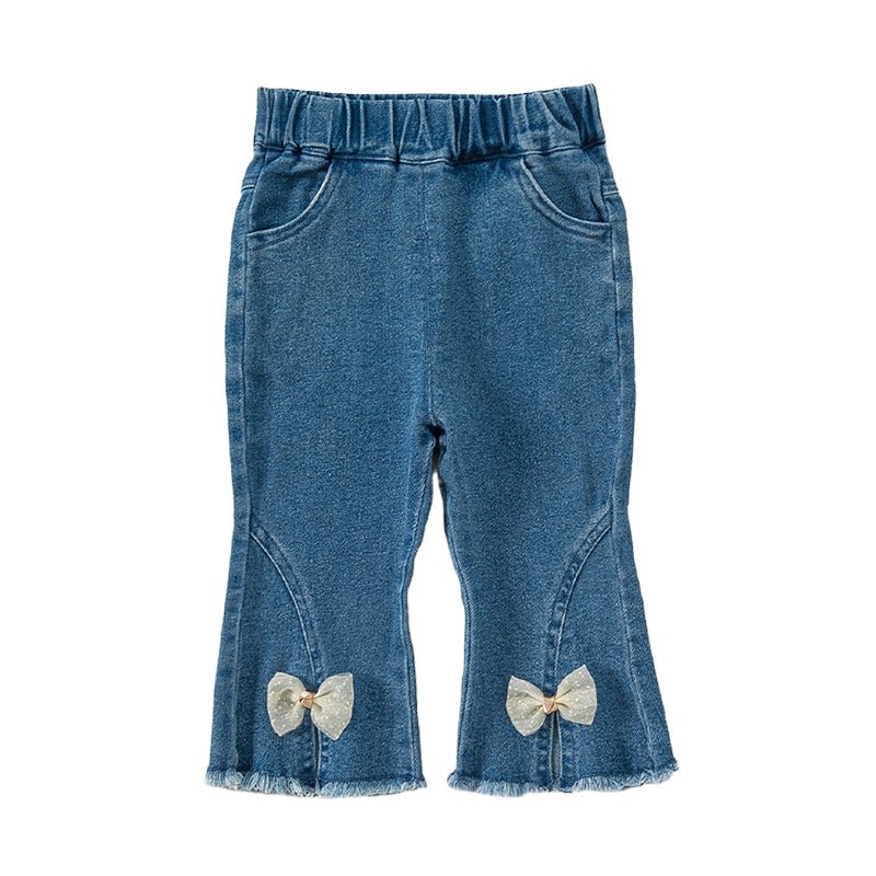 Baby Kid Girls Solid Color Bow Pants Jeans Wholesale 220922298
