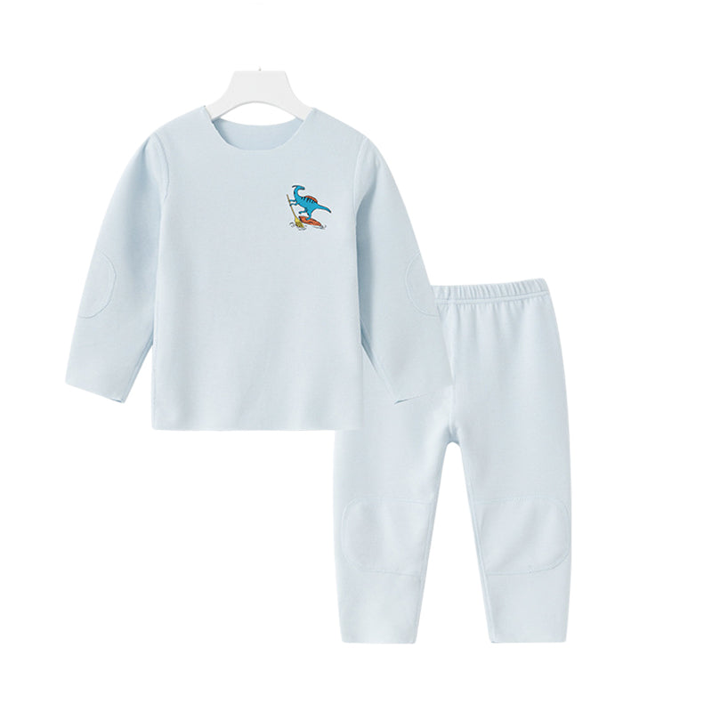 2 Pieces Set Kid Unisex Solid Color Dinosaur Print Tops And Pants Sleepwears Wholesale 220922378