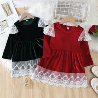 Load image into Gallery viewer, Baby Kid Girls Color-blocking Lace Dresses Wholesale 220922487
