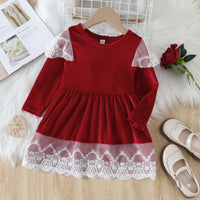 Load image into Gallery viewer, Baby Kid Girls Color-blocking Lace Dresses Wholesale 220922487
