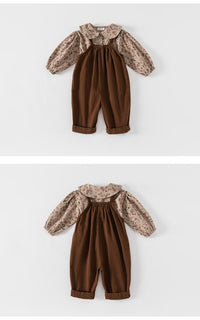 Load image into Gallery viewer, 2 Pieces Set Baby Kid Girls Flower Print Tops And Solid Color Jumpsuits Wholesale 220922648
