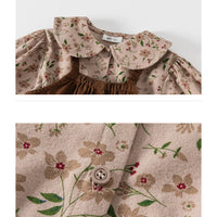 Load image into Gallery viewer, 2 Pieces Set Baby Kid Girls Flower Print Tops And Solid Color Jumpsuits Wholesale 220922648
