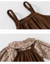 Load image into Gallery viewer, 2 Pieces Set Baby Kid Girls Flower Print Tops And Solid Color Jumpsuits Wholesale 220922648
