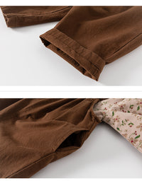 Load image into Gallery viewer, 2 Pieces Set Baby Kid Girls Flower Print Tops And Solid Color Jumpsuits Wholesale 220922648
