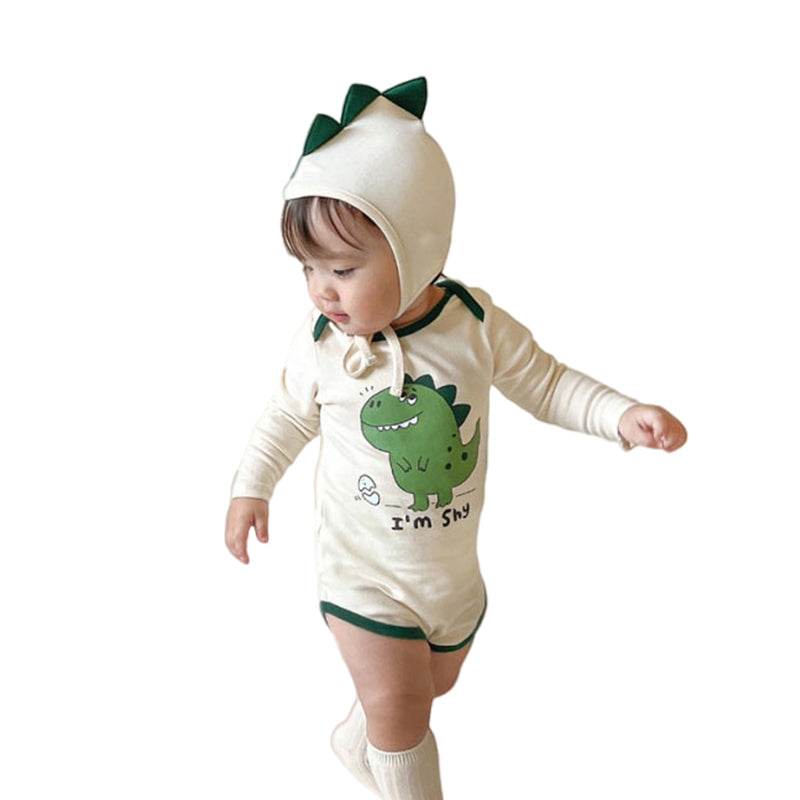 Baby Unisex Letters Dinosaur Cartoon Print Rompers Wholesale 220922677