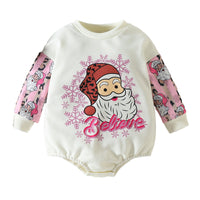 Load image into Gallery viewer, Baby Girls Letters Color-blocking Cartoon Christmas Rompers Wholesale 220922695
