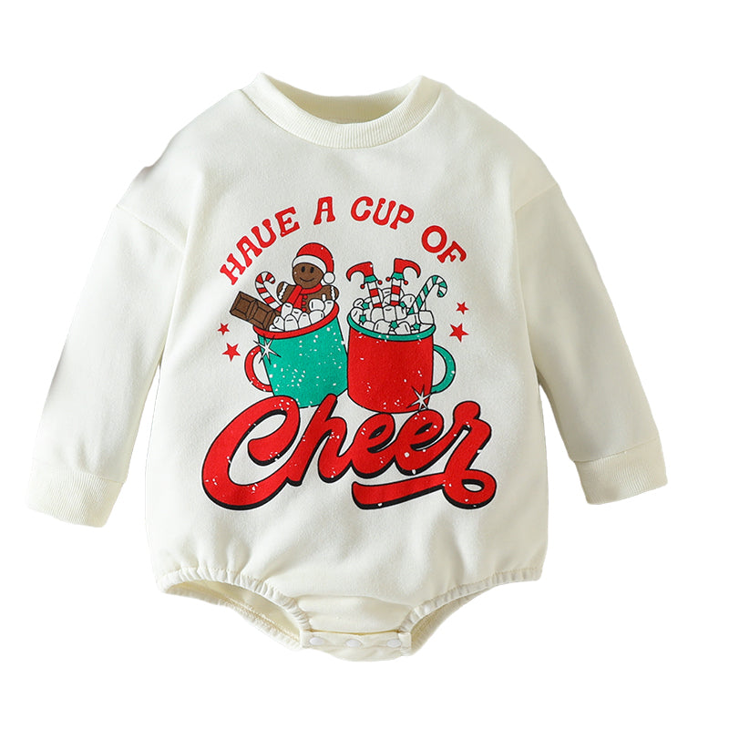 Baby Girls Letters Cartoon Christmas Rompers Wholesale 220922696