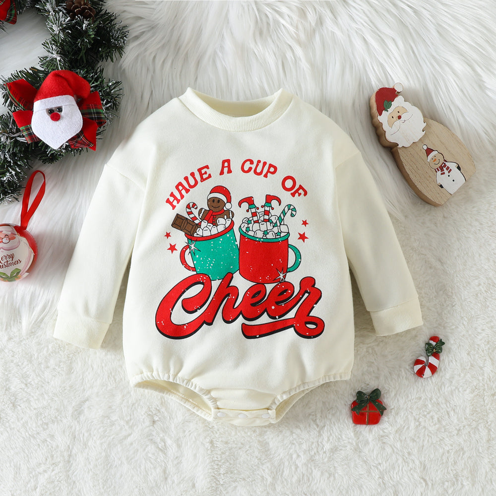 Baby Girls Letters Cartoon Christmas Rompers Wholesale 220922696