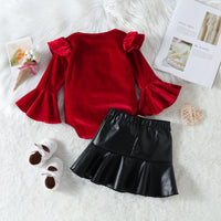 Load image into Gallery viewer, 2 Pieces Set Baby Kid Girls Solid Color Rompers And Skirts Wholesale 220922702
