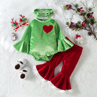 Load image into Gallery viewer, 2 Pieces Set Baby Girls Love heart Embroidered Rompers And Solid Color Pants Wholesale 220922715
