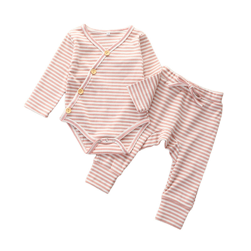2 Pieces Set Baby Unisex Striped Rompers And Pants Wholesale 22092402
