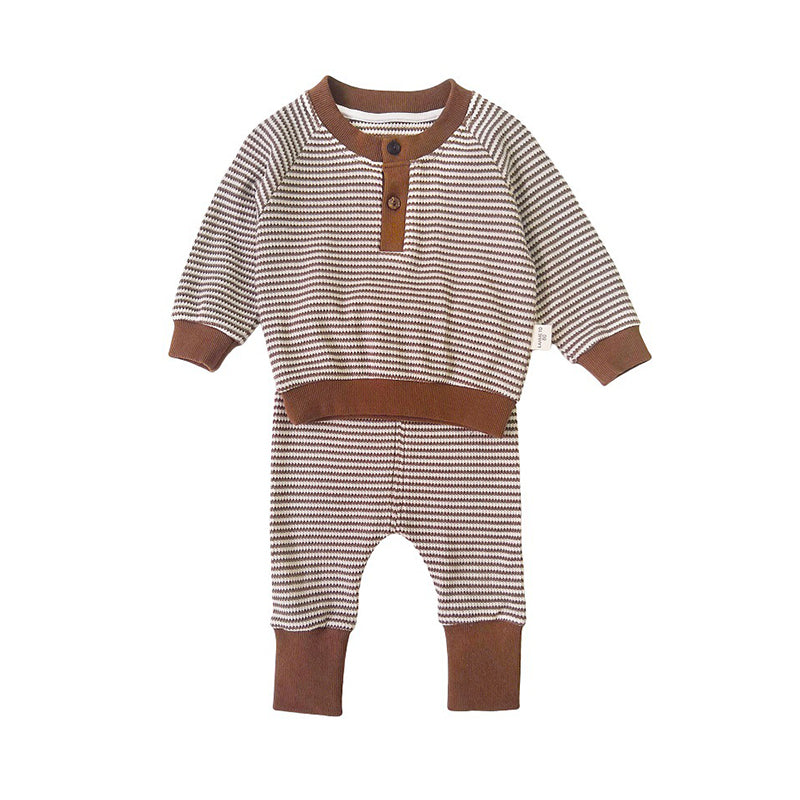 2 Pieces Set Baby Unisex Striped Tops And Pants Wholesale 22092404