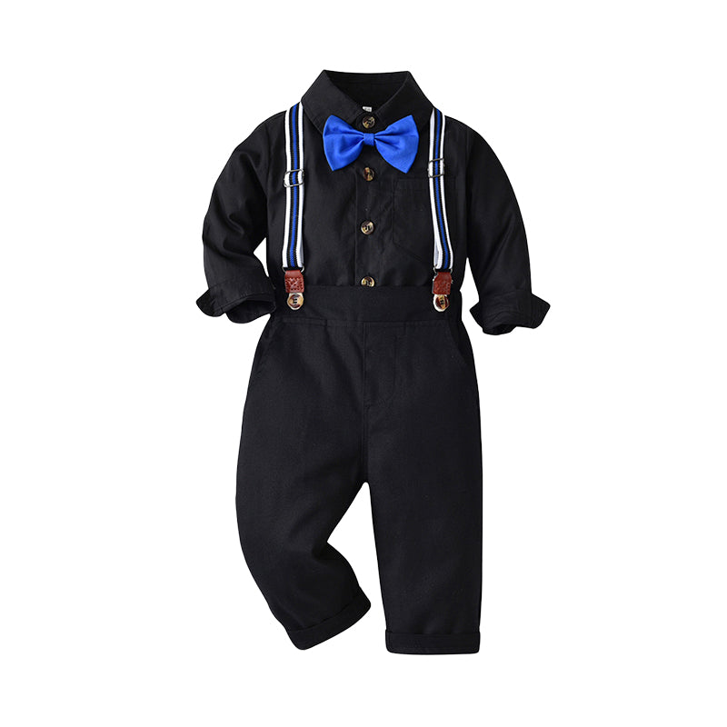 2 Pieces Set Baby Kid Boys Dressy Solid Color Shirts And Jumpsuits Wholesale 22092412