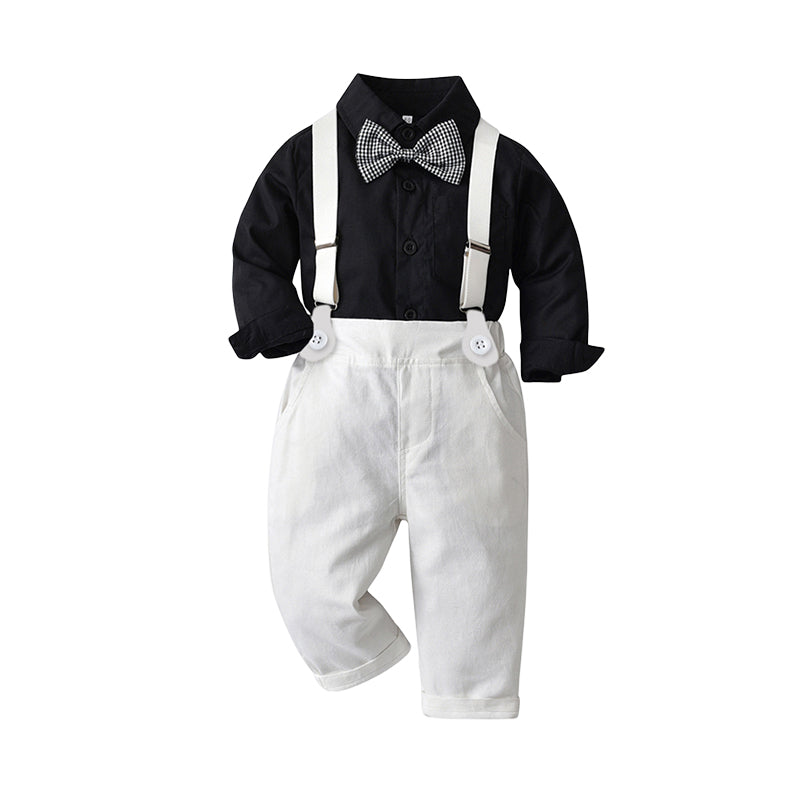 2 Pieces Set Baby Kid Boys Dressy Solid Color Shirts And Jumpsuits Wholesale 22092412