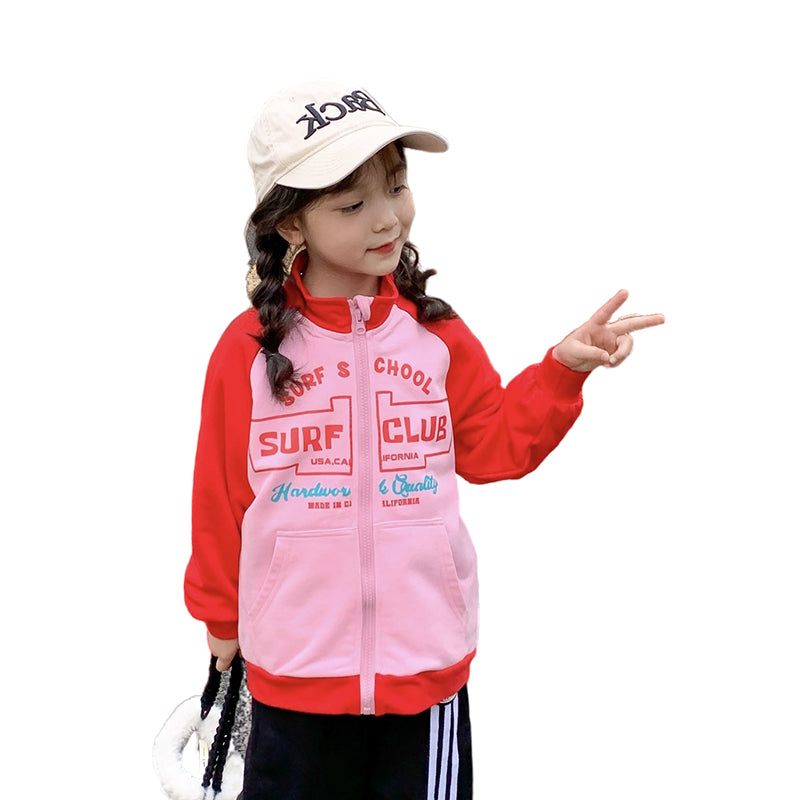 Baby Kid Girls Letters Color-blocking Jackets Outwears Wholesale 220924172