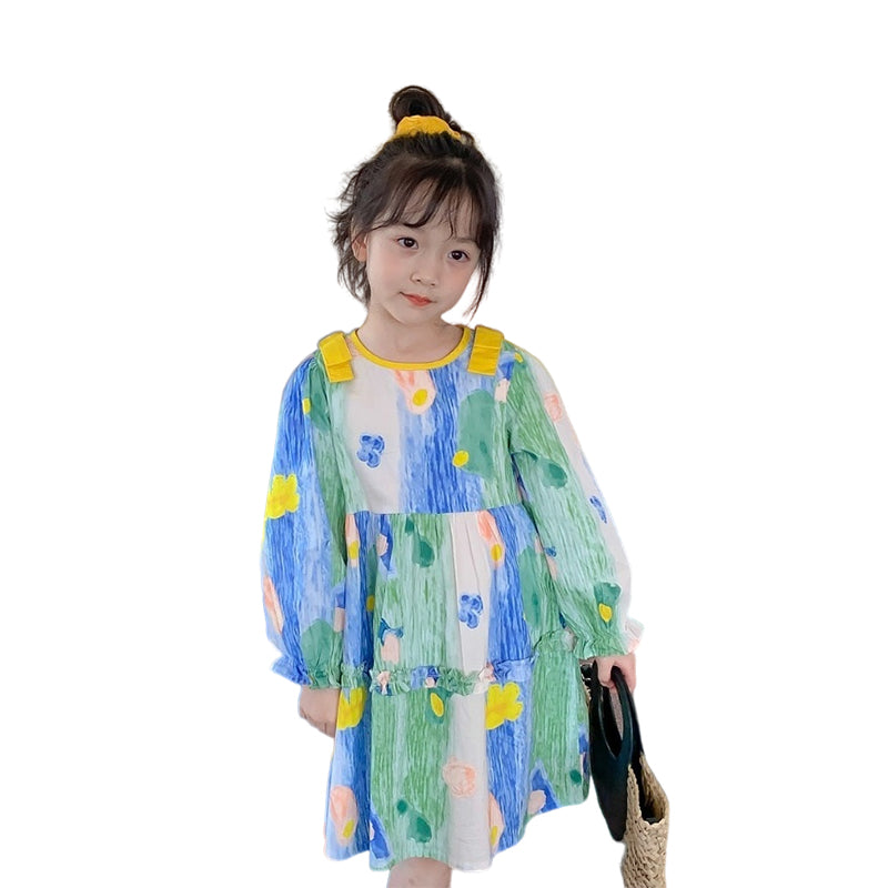 Baby Kid Girls Flower Print Dresses Wholesale 220924296