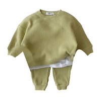 Load image into Gallery viewer, 2 Pieces Set Baby Kid Unisex Solid Color Tops And Knitwear Pants Wholesale 22092439
