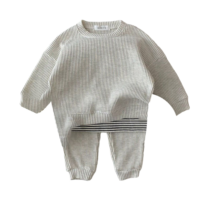 2 Pieces Set Baby Kid Unisex Solid Color Tops And Knitwear Pants Wholesale 22092439