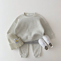 Load image into Gallery viewer, 2 Pieces Set Baby Kid Unisex Solid Color Tops And Knitwear Pants Wholesale 22092439
