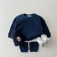 Load image into Gallery viewer, 2 Pieces Set Baby Kid Unisex Solid Color Tops And Knitwear Pants Wholesale 22092439
