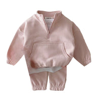 Load image into Gallery viewer, 2 Pieces Set Baby Kid Unisex Solid Color Hoodies Swearshirts And Pants Wholesale 22092440
