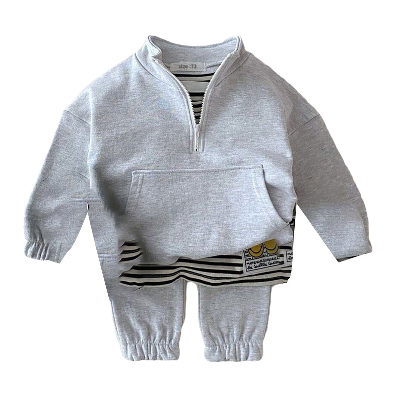 2 Pieces Set Baby Kid Unisex Solid Color Hoodies Swearshirts And Pants Wholesale 22092440