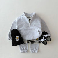 Load image into Gallery viewer, 2 Pieces Set Baby Kid Unisex Solid Color Hoodies Swearshirts And Pants Wholesale 22092440
