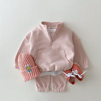 Load image into Gallery viewer, 2 Pieces Set Baby Kid Unisex Solid Color Hoodies Swearshirts And Pants Wholesale 22092440
