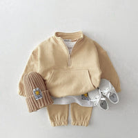 Load image into Gallery viewer, 2 Pieces Set Baby Kid Unisex Solid Color Hoodies Swearshirts And Pants Wholesale 22092440
