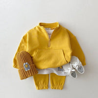 Load image into Gallery viewer, 2 Pieces Set Baby Kid Unisex Solid Color Hoodies Swearshirts And Pants Wholesale 22092440

