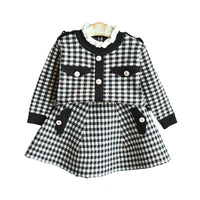 Load image into Gallery viewer, 2 Pieces Set Baby Kid Girls Houndstooth Cardigan And Skirts Wholesale 22092710
