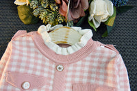 Load image into Gallery viewer, 2 Pieces Set Baby Kid Girls Houndstooth Cardigan And Skirts Wholesale 22092710
