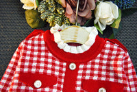 Load image into Gallery viewer, 2 Pieces Set Baby Kid Girls Houndstooth Cardigan And Skirts Wholesale 22092710
