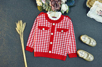 Load image into Gallery viewer, 2 Pieces Set Baby Kid Girls Houndstooth Cardigan And Skirts Wholesale 22092710
