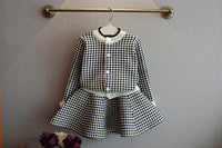 Load image into Gallery viewer, 2 Pieces Set Baby Kid Girls Houndstooth Cardigan And Skirts Wholesale 22092711
