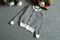 Load image into Gallery viewer, 2 Pieces Set Baby Kid Girls Houndstooth Cardigan And Skirts Wholesale 22092711
