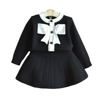 Load image into Gallery viewer, 2 Pieces Set Baby Kid Girls Bow Cardigan And Solid Color Skirts Wholesale 22092715
