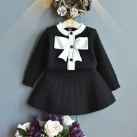 Load image into Gallery viewer, 2 Pieces Set Baby Kid Girls Bow Cardigan And Solid Color Skirts Wholesale 22092715
