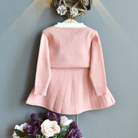 Load image into Gallery viewer, 2 Pieces Set Baby Kid Girls Bow Cardigan And Solid Color Skirts Wholesale 22092715
