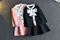 Load image into Gallery viewer, 2 Pieces Set Baby Kid Girls Bow Cardigan And Solid Color Skirts Wholesale 22092715
