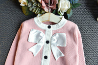 Load image into Gallery viewer, 2 Pieces Set Baby Kid Girls Bow Cardigan And Solid Color Skirts Wholesale 22092715
