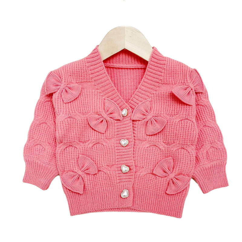 Baby Kid Girls Solid Color Bow Cardigan Wholesale 220927157