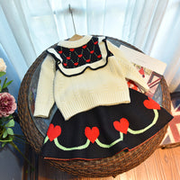 Load image into Gallery viewer, 2 Pieces Set Baby Kid Girls Valentine&#39;s Day Love heart Crochet Sweaters And Skirts Wholesale 220927200
