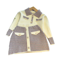 Load image into Gallery viewer, 2 Pieces Set Baby Kid Girls Color-blocking Checked Cardigan And Skirts Wholesale 220927225
