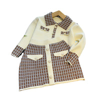 Load image into Gallery viewer, 2 Pieces Set Baby Kid Girls Color-blocking Checked Cardigan And Skirts Wholesale 220927225
