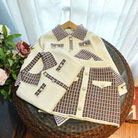 Load image into Gallery viewer, 2 Pieces Set Baby Kid Girls Color-blocking Checked Cardigan And Skirts Wholesale 220927225
