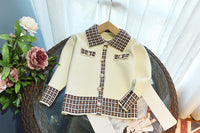 Load image into Gallery viewer, 2 Pieces Set Baby Kid Girls Color-blocking Checked Cardigan And Skirts Wholesale 220927225

