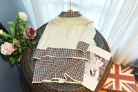 Load image into Gallery viewer, 2 Pieces Set Baby Kid Girls Color-blocking Checked Cardigan And Skirts Wholesale 220927225
